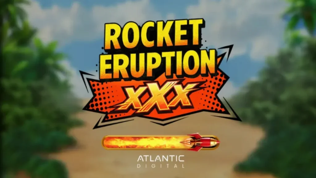 Tampilan visual slot Rocket Eruption XXX dengan tema gunung berapi dan roket